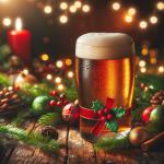 DALL·E 2023-12-24 10.13.00 - A realistic photo of a beer, festively decorated for Christmas. The scene includes a pint of beer on a wooden table, surrounded by Christmas decoratio.png